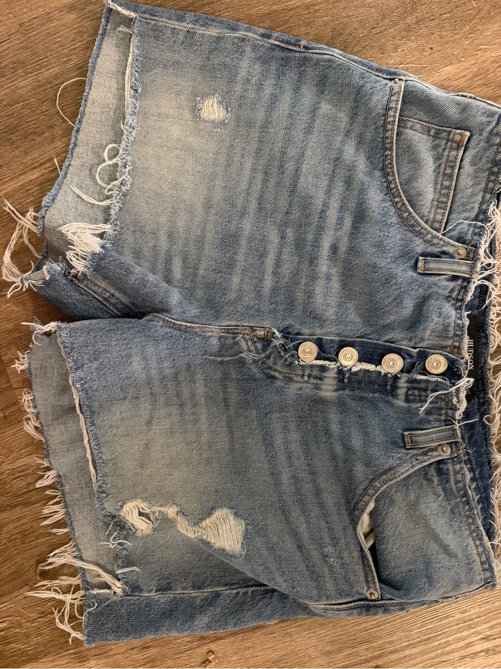 Hudson Jeans Light Blue Distressed Denim Shorts